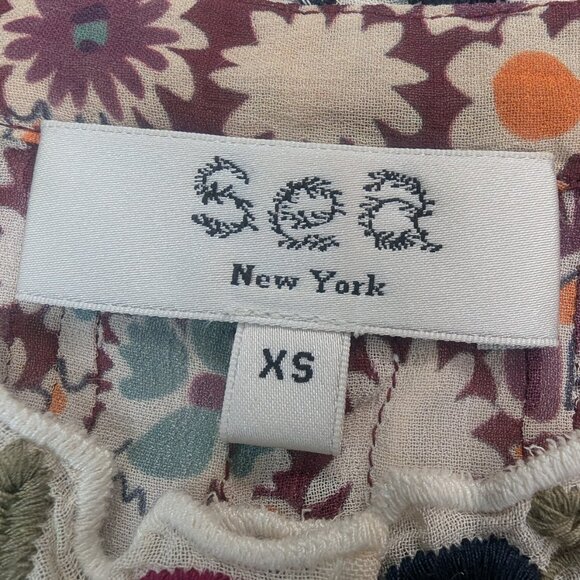 RARE and Unique Sea NewYork Fernande long sleeve top features multi color Sz Xs - Picture 12 of 14